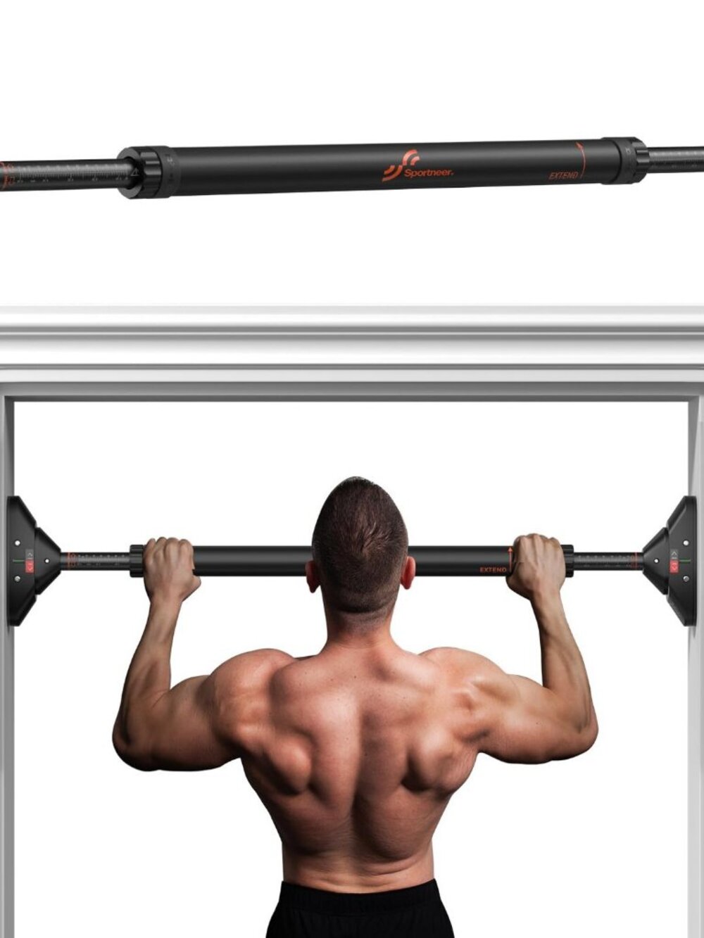 Adjustable Black Pull Up Bar 29.5-37 Inch Door Frame